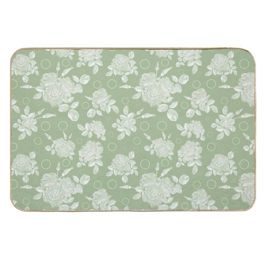 Bouquet of Roses on A Bright Green Retro Background  Stain-Proof Bath Mat