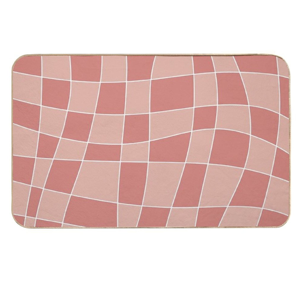 Red Checkerboard Art  Easy To Clean Bath Mat