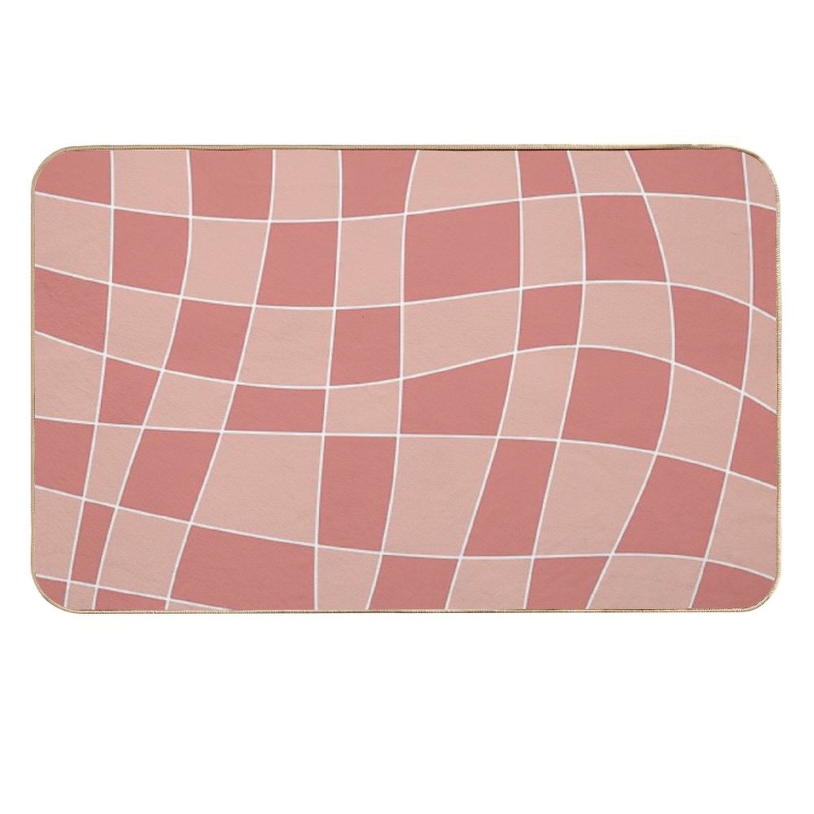 Red Checkerboard Art  Easy To Clean Bath Mat