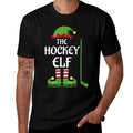 Hockey Elf Family Matching Group Christmas Sporty  Ribbed Collar T-Shirt