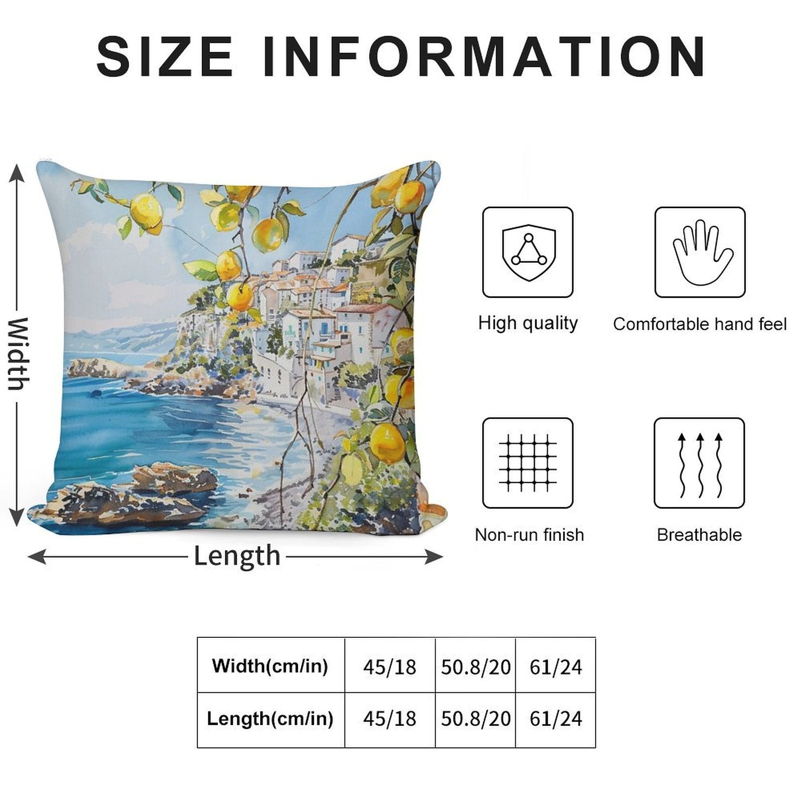 A Summer on The Italian Coast Soft Shrink-Resistant Throw Pillow