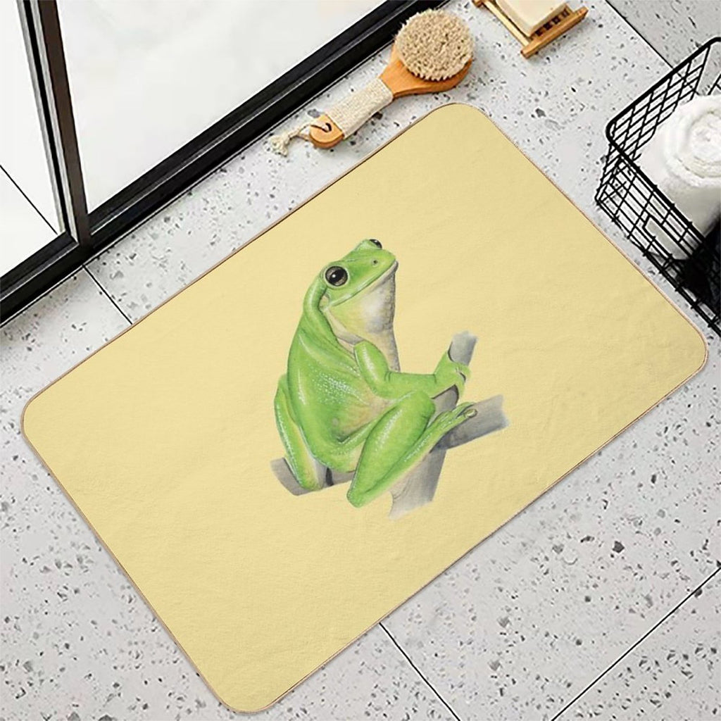 Smiling Australian Green Tree Frog [Golden]  Versatile Bath Mat