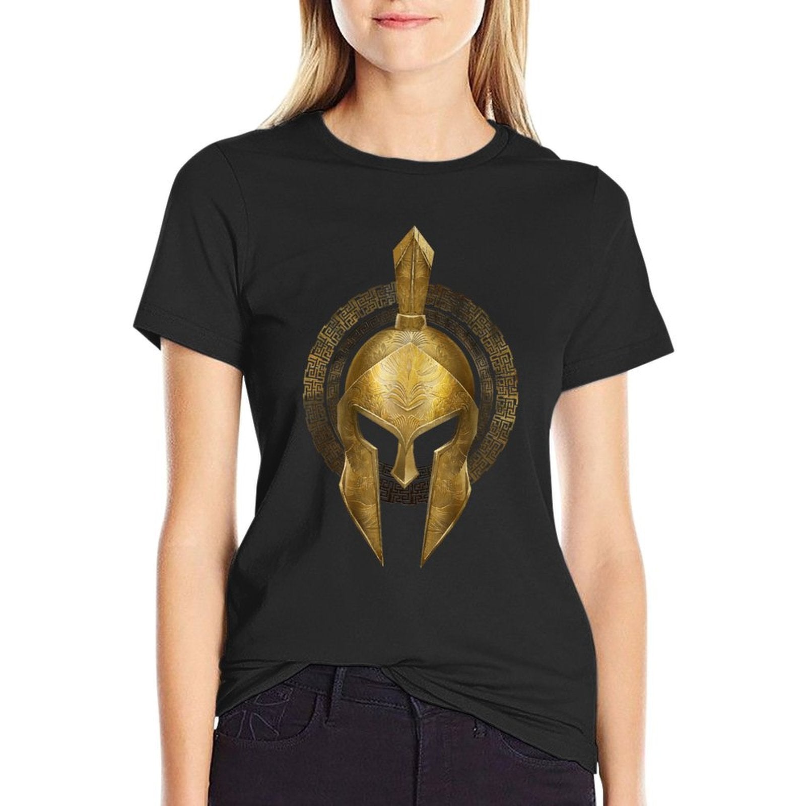Spartan Helmet Warrior Gold Gladiator Sparta Greek Gym  Quick-drying T-Shirt