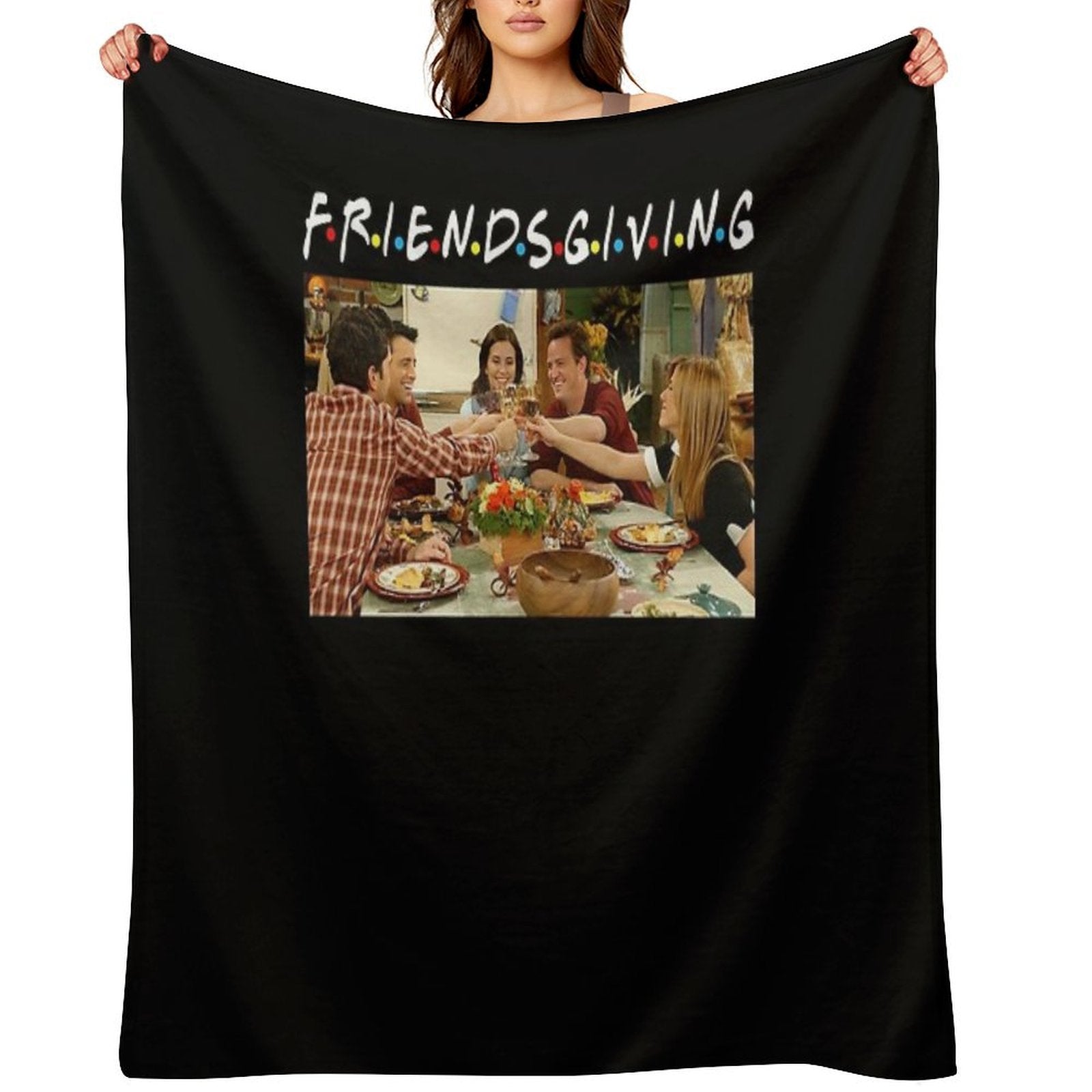 Friendsgiving Classic Fríénds Funny Thanksgiving Eco-conscious Throw Blanket