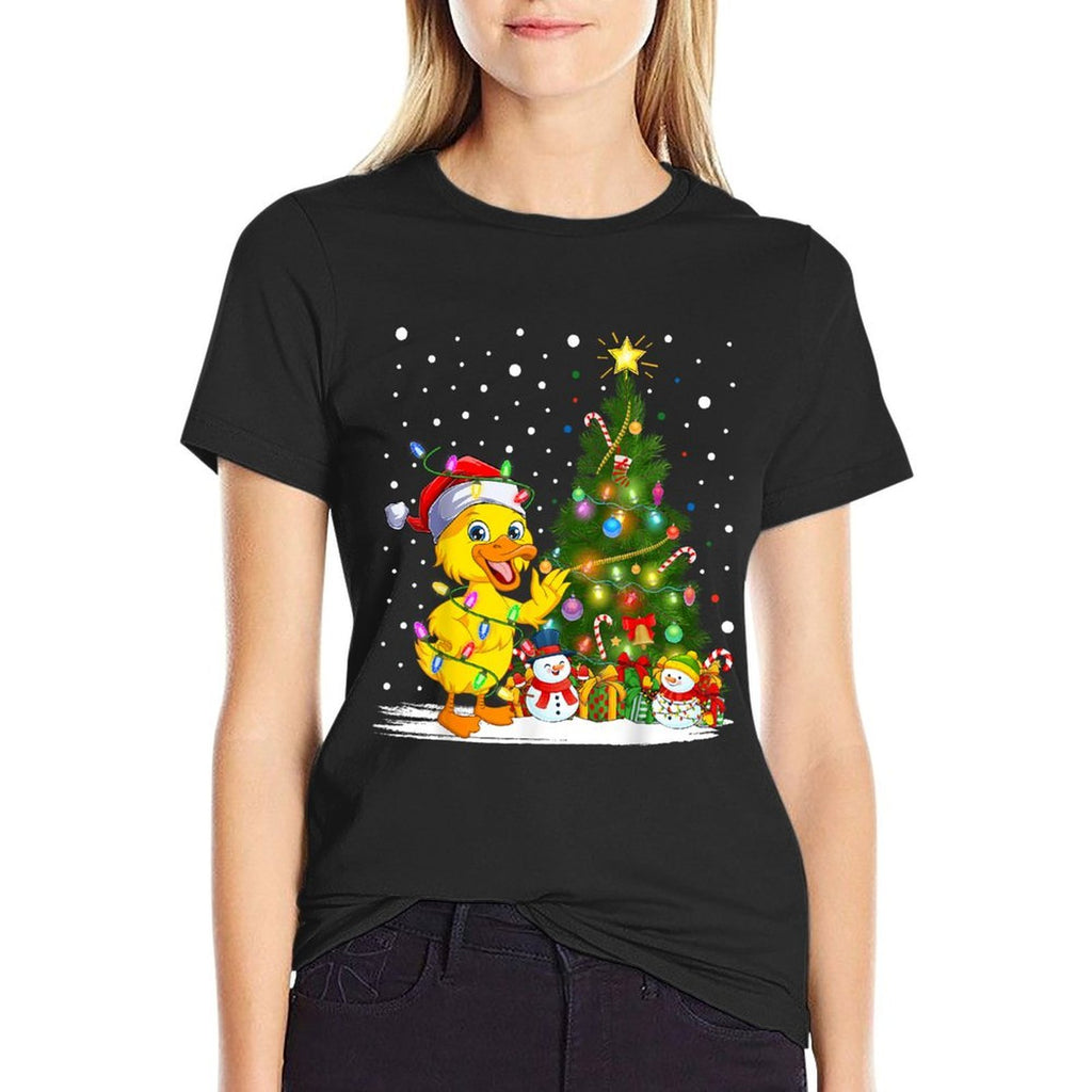 Duck Xmas Tree Lighting Santa Duck Christmas  Moisture-wicking T-Shirt
