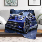 Digital Pop Art – Blue Chevrolet Corvette Stingray C7 VII Premium Throw Blanket