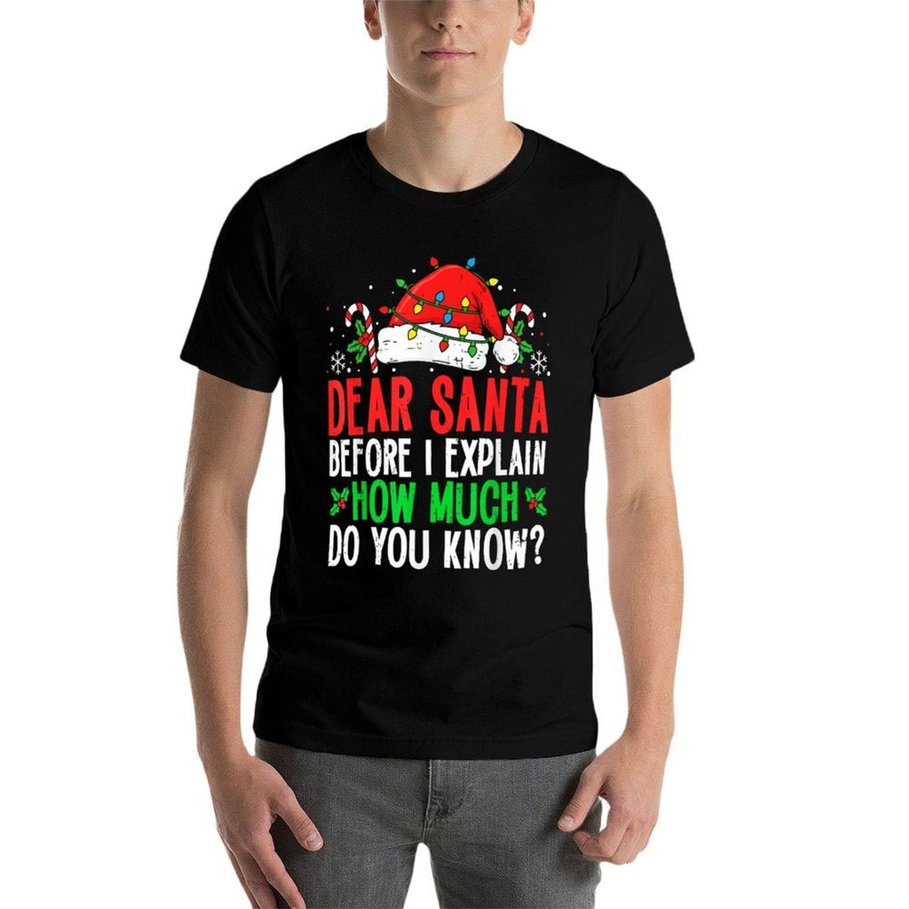 Funny Christmas Kids Adults Dear Santa I Can Explain  Trendy Pattern T-Shirt