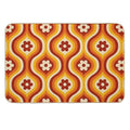 70s Groovy Daisy Ovals Pattern  Fade-Resistant Bath Mat
