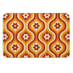 70s Groovy Daisy Ovals Pattern  Fade-Resistant Bath Mat