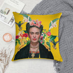 Frida Kahlo And Flowers Exotic Parrots Hummingbird ,Frida Kahlo Soft Multiple Sizes Throw Pillow