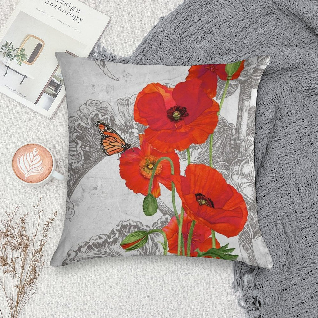 Red Poppies 2 Soft Gift Ready Throw Pillow