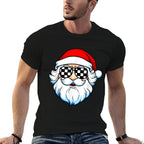 Race Car Racetrack Christmas Santa Checkered Racing  Oversized Silhouette T-Shirt
