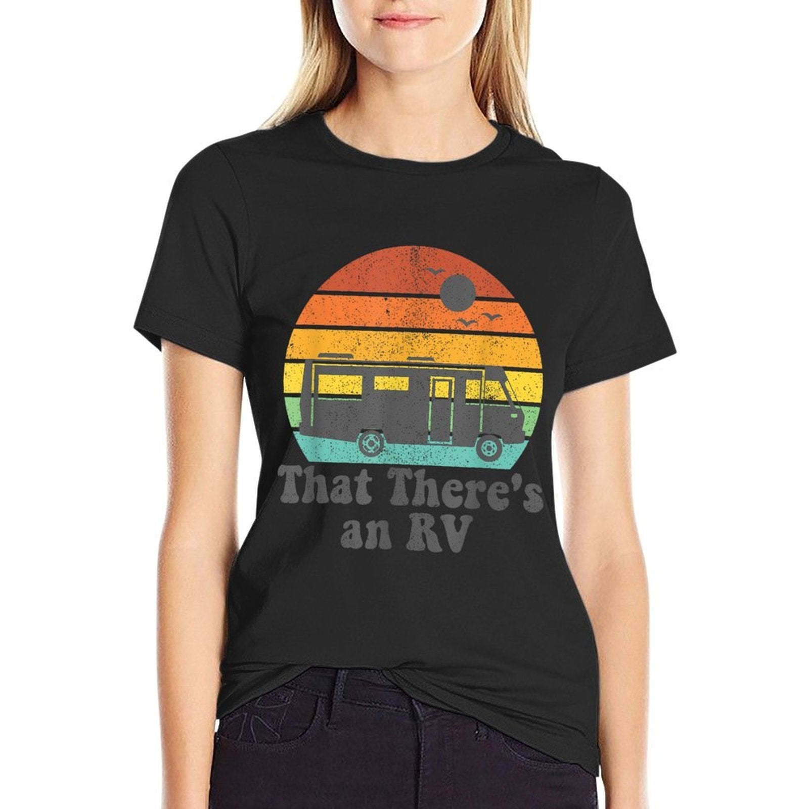 That Theres An RV Funny Camping Retro Camper Trailer Gift  Slim-fit Cut T-Shirt