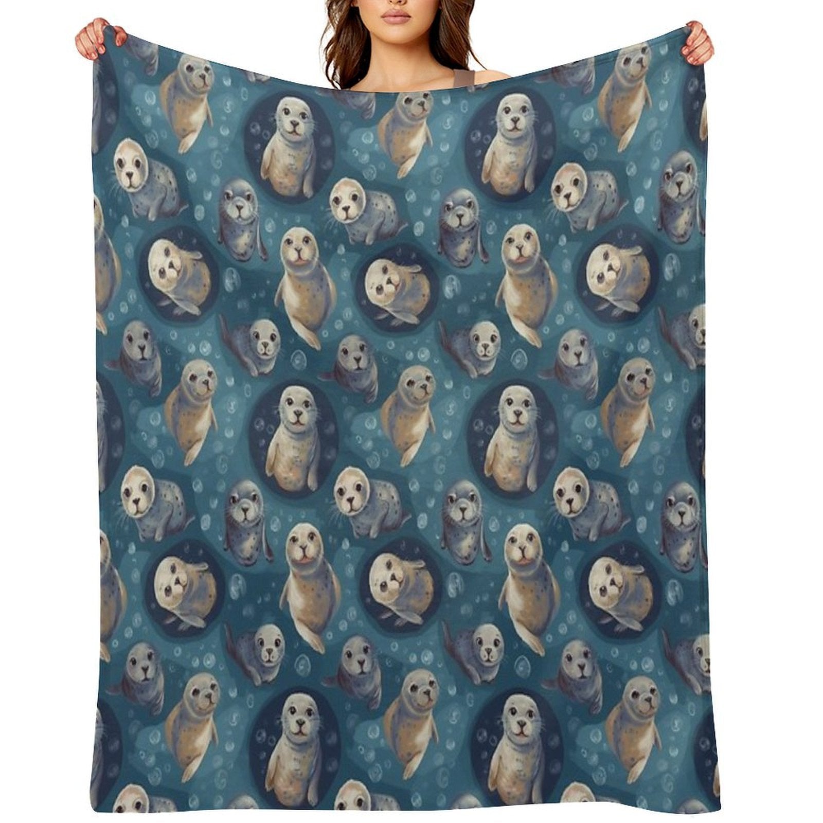 Cute Seal Pattern Versatility Throw Blanket