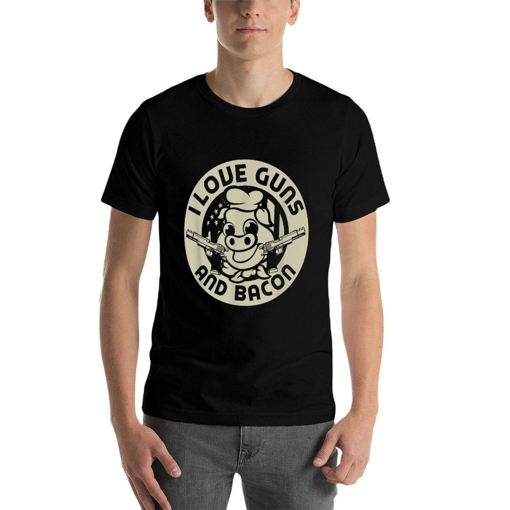 I Love Guns And Bacon Pork Pig Funny Gun Lover Quote Gift  Odor-resistant T-Shirt