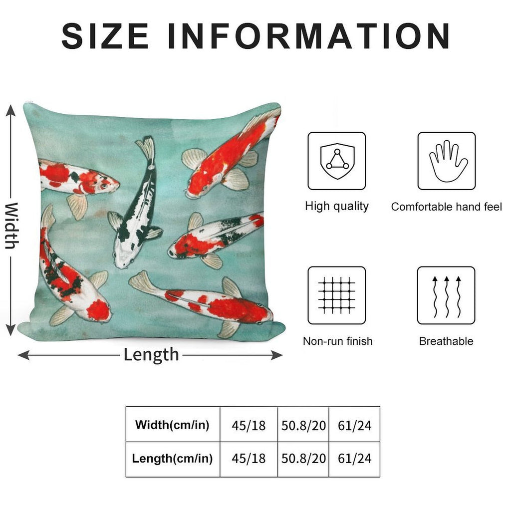 Le Ballet Des Carpes Koi Soft Home Decor Throw Pillow