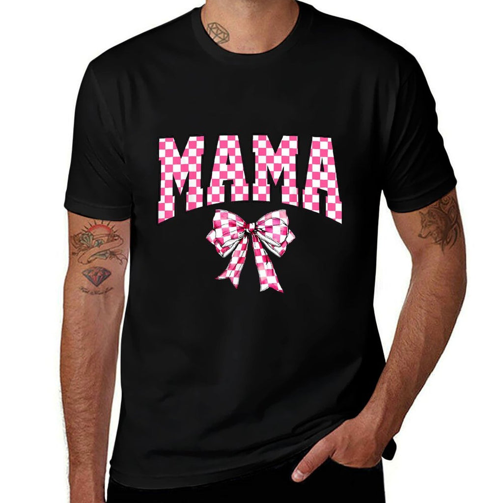 Mama Coquette Bow Mothers Day Checkered  Moisture-wicking T-Shirt