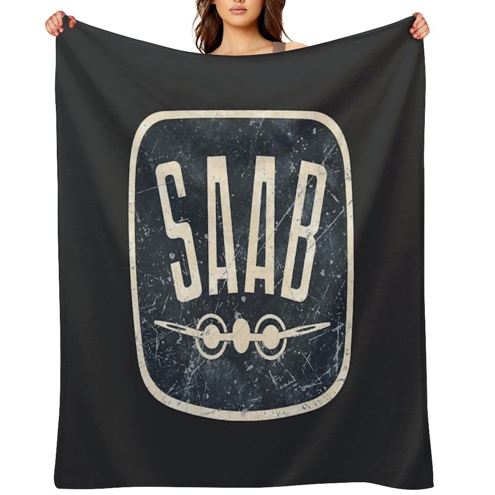SAAB Car Vintage Retro Logo Travel-friendly Throw Blanket