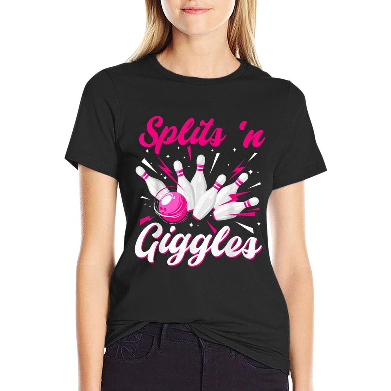 Funny Splits N Giggles Bowling Team Cute Bowler Women Girls  Relaxed-fit T-Shirt