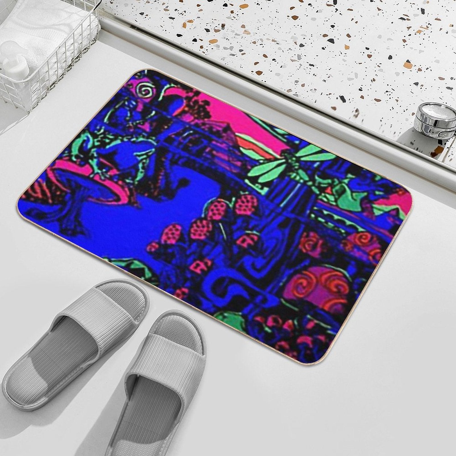 Trippy Black Light  Fade-Resistant Bath Mat