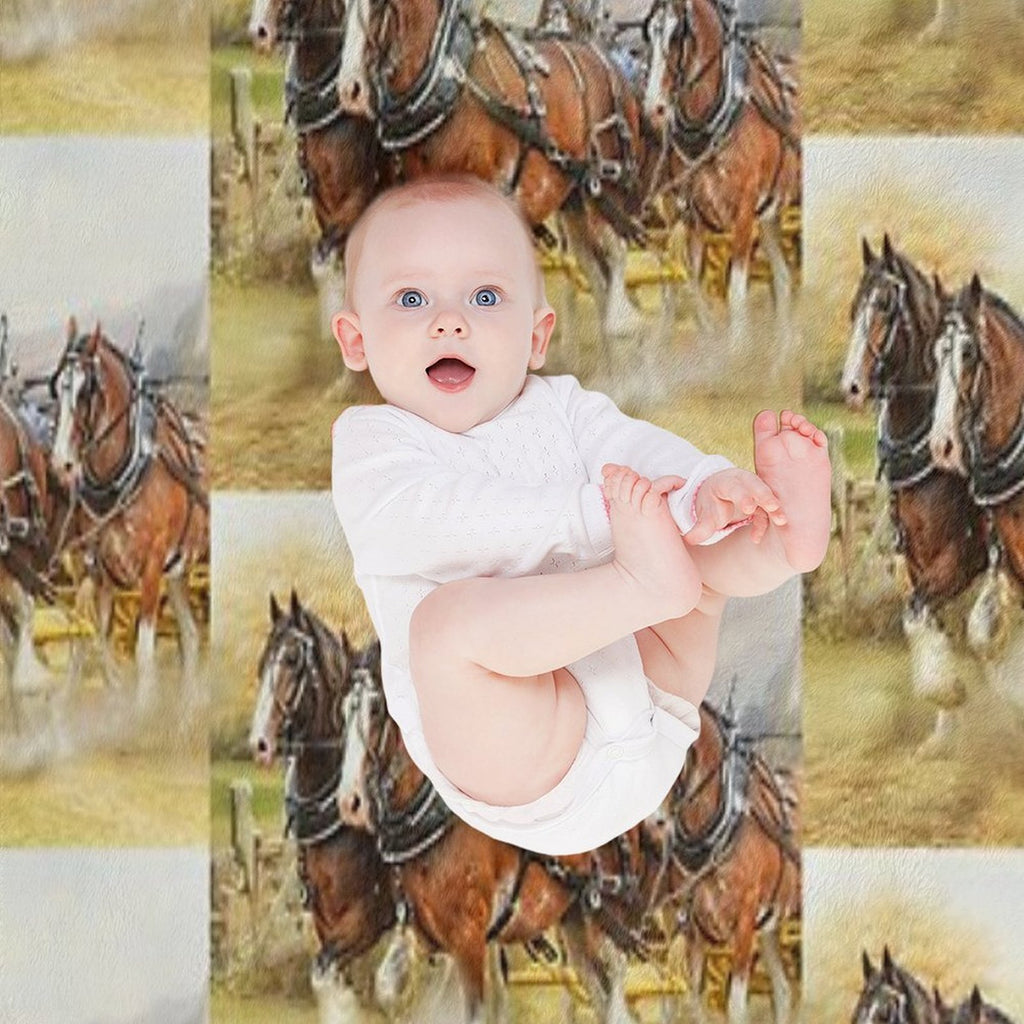 Clydesdales in Harness Wrinkle-free Throw Blanket