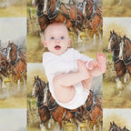 Clydesdales in Harness Wrinkle-free Throw Blanket