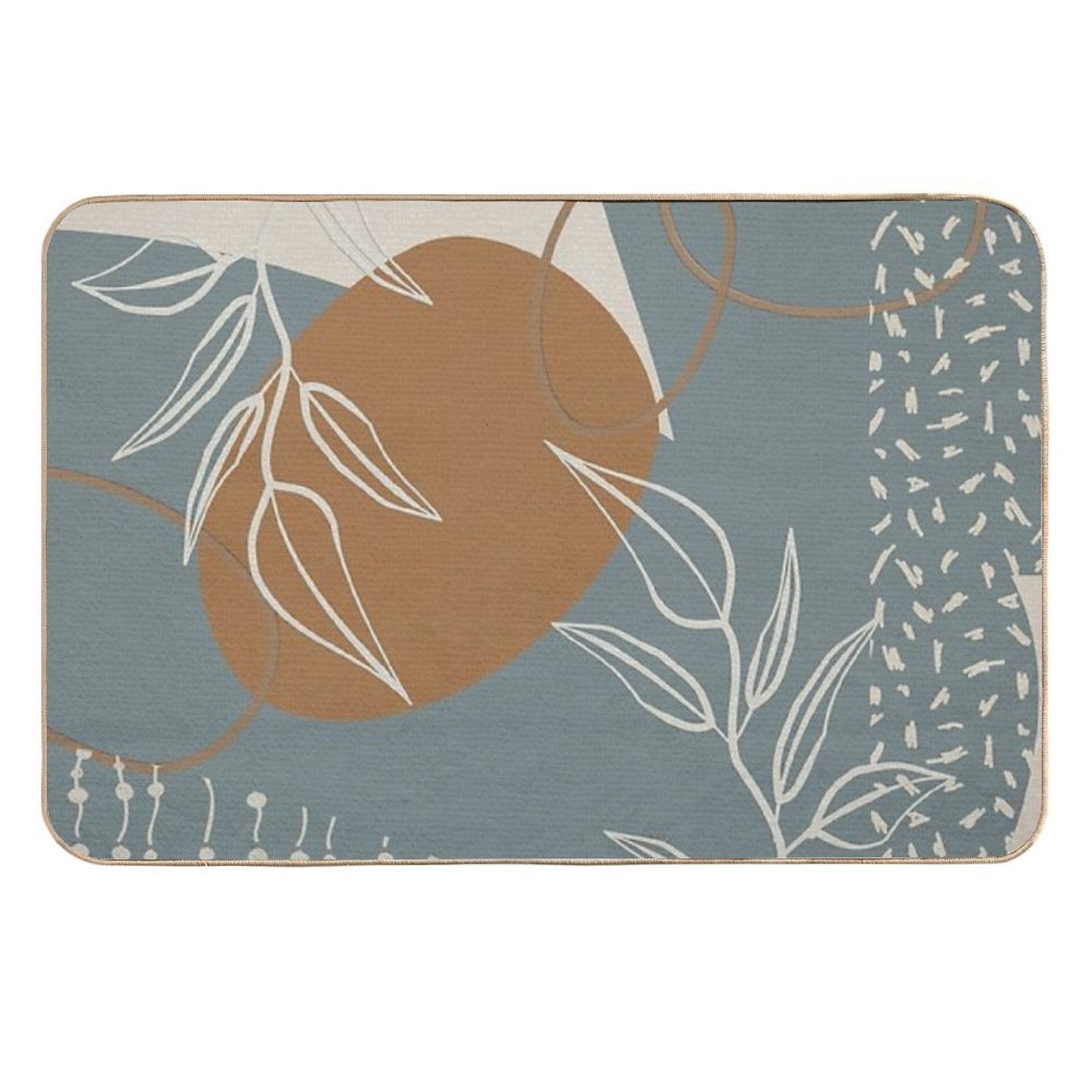 Abstract - Neutral Meeting Point 2 in Sea Blue  Easy Maintenance Bath Mat