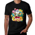 Santa Christmas in July on Beach Hawaiian Summer Vacation  Stretchy T-Shirt