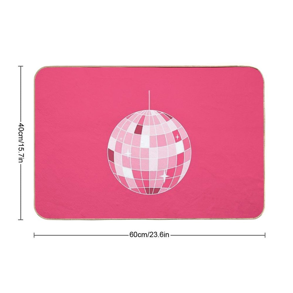 Hot Pink Disco Ball. Mirrorball  Repositionable Bath Mat