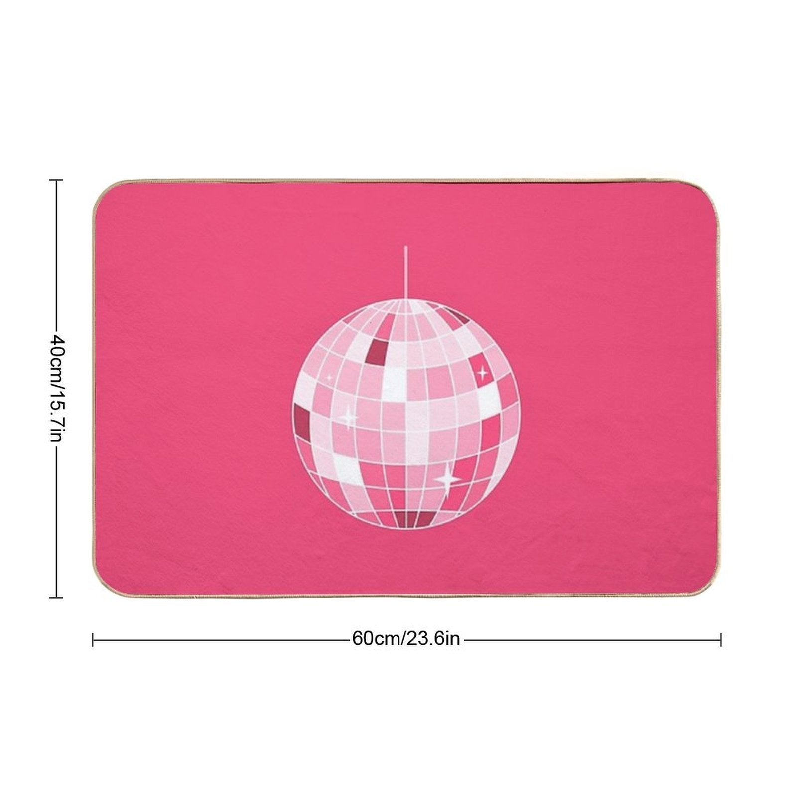 Hot Pink Disco Ball. Mirrorball  Repositionable Bath Mat