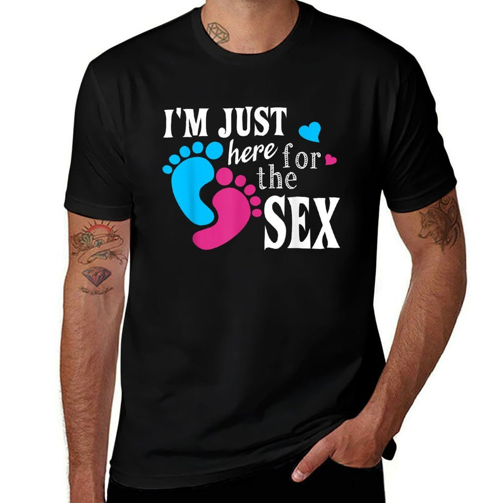 Im Just Here For The Sex Funny Gender Reveal Party  Oversized Silhouette T-Shirt