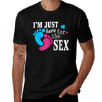 Im Just Here For The Sex Funny Gender Reveal Party  Oversized Silhouette T-Shirt