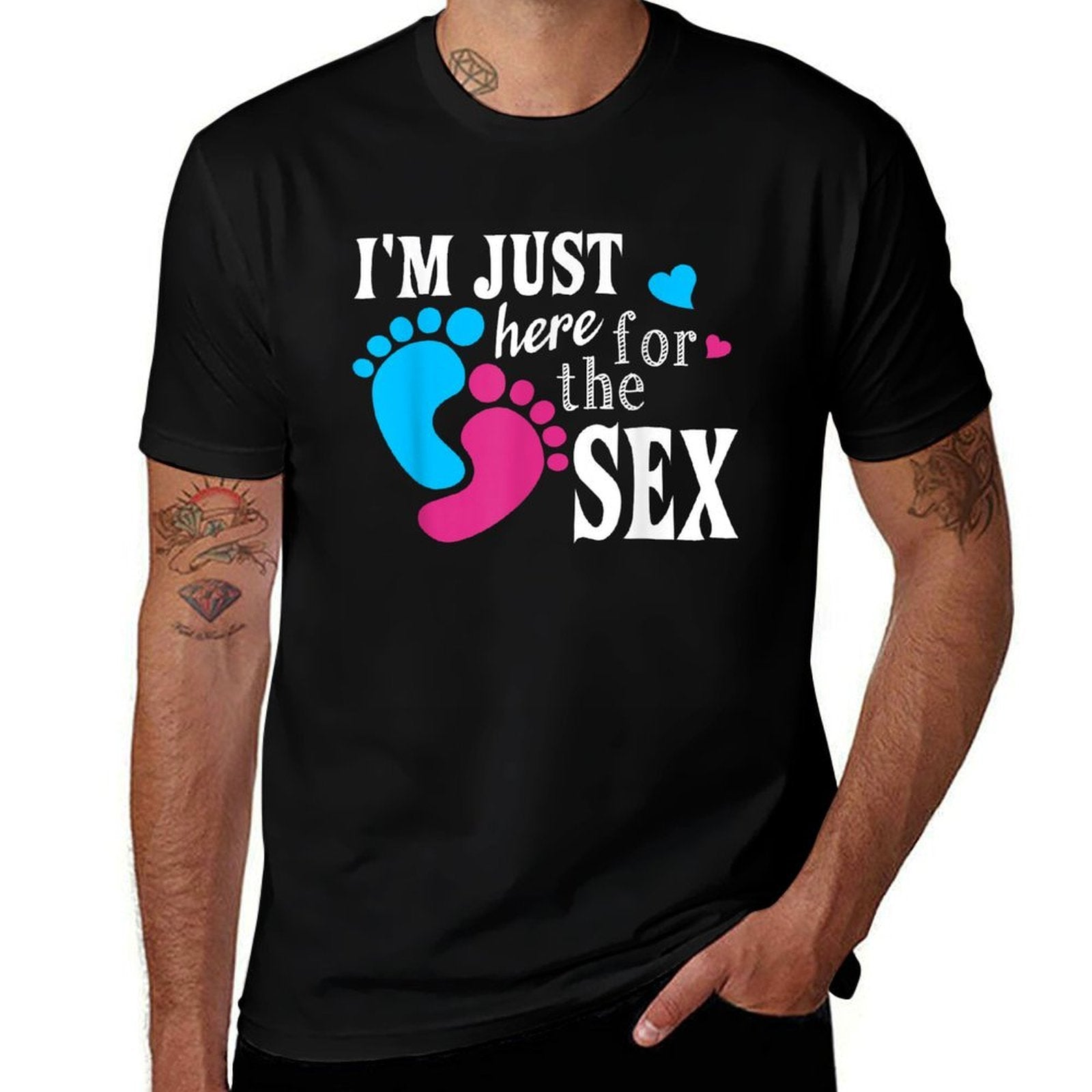 Im Just Here For The Sex Funny Gender Reveal Party  Oversized Silhouette T-Shirt