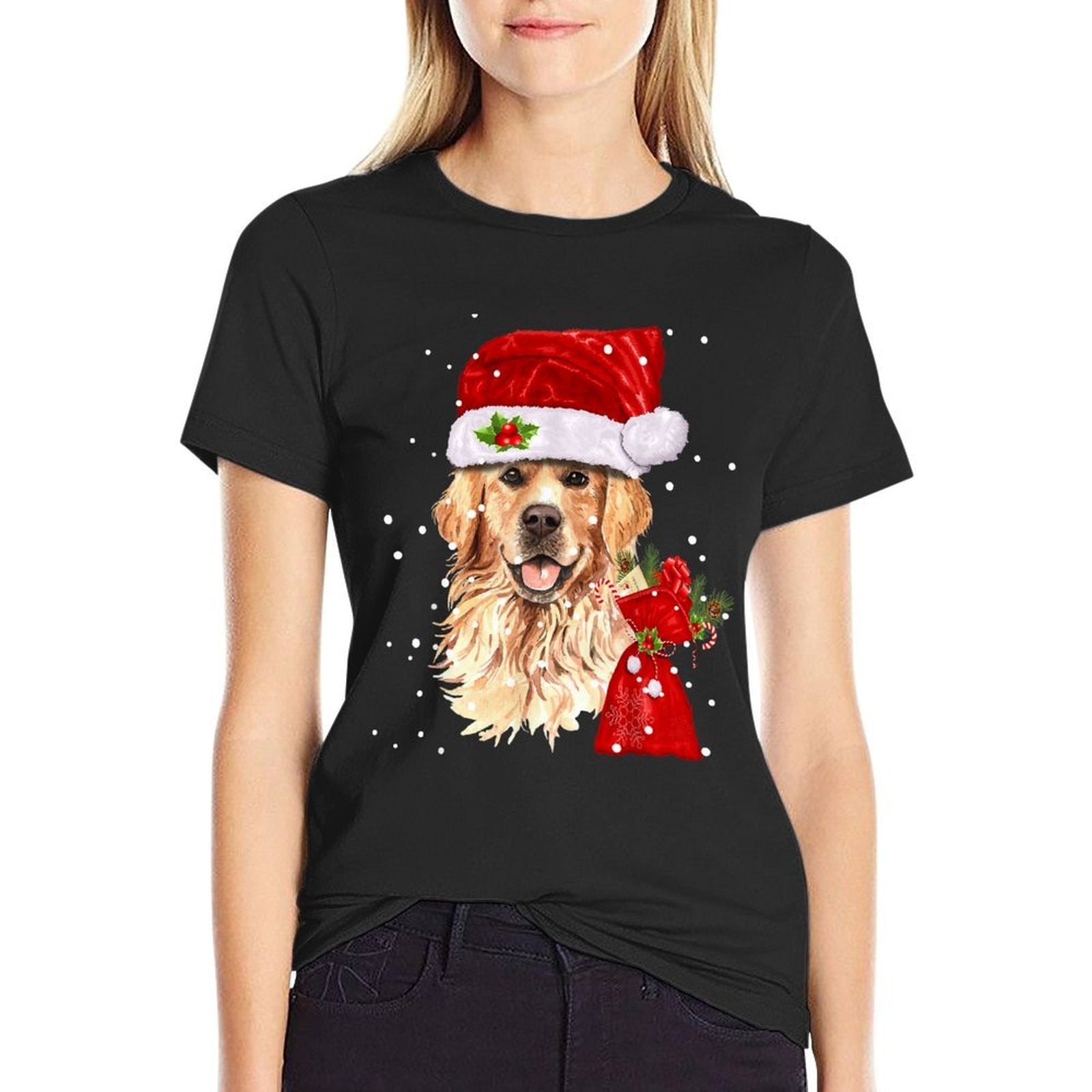 Golden Retriever T Dog Christmas Light Holiday Party  Vintage-inspired T-Shirt