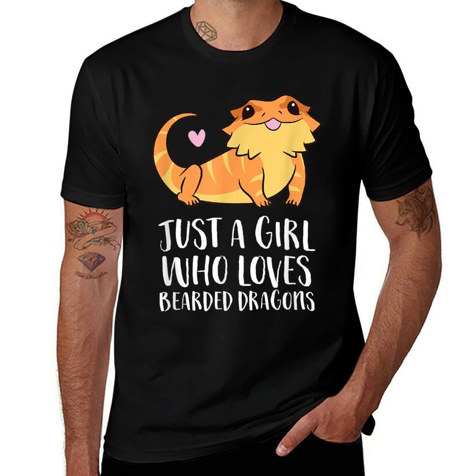 Just A Girl Who Loves Bearded Dragons Lizard Reptile  Rolled Sleeves T-Shirt