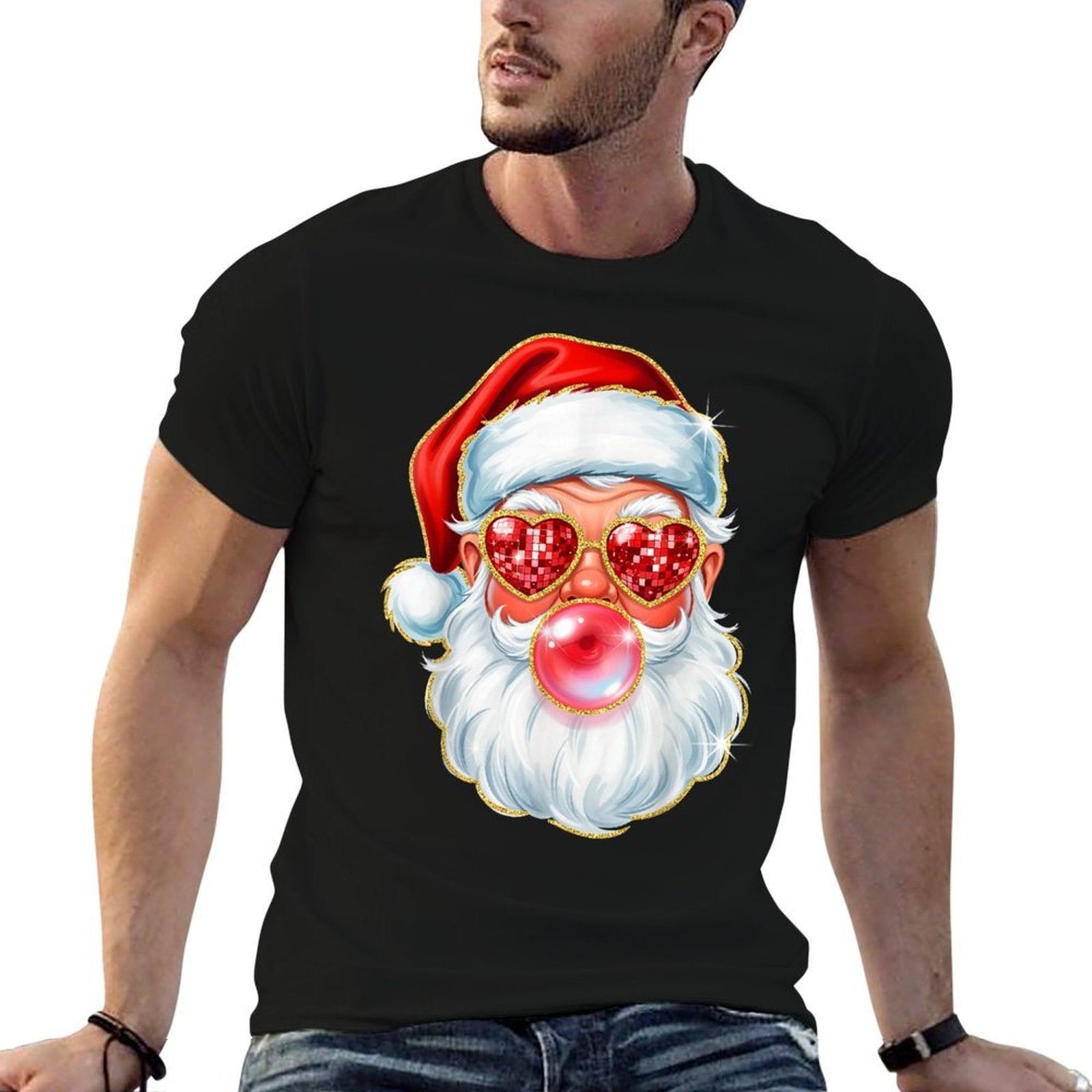 Cute Santa Bubble Gum for Womenn Little Girls Christmas  Tagless Design T-Shirt