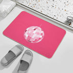 Hot Pink Disco Ball. Mirrorball  Repositionable Bath Mat