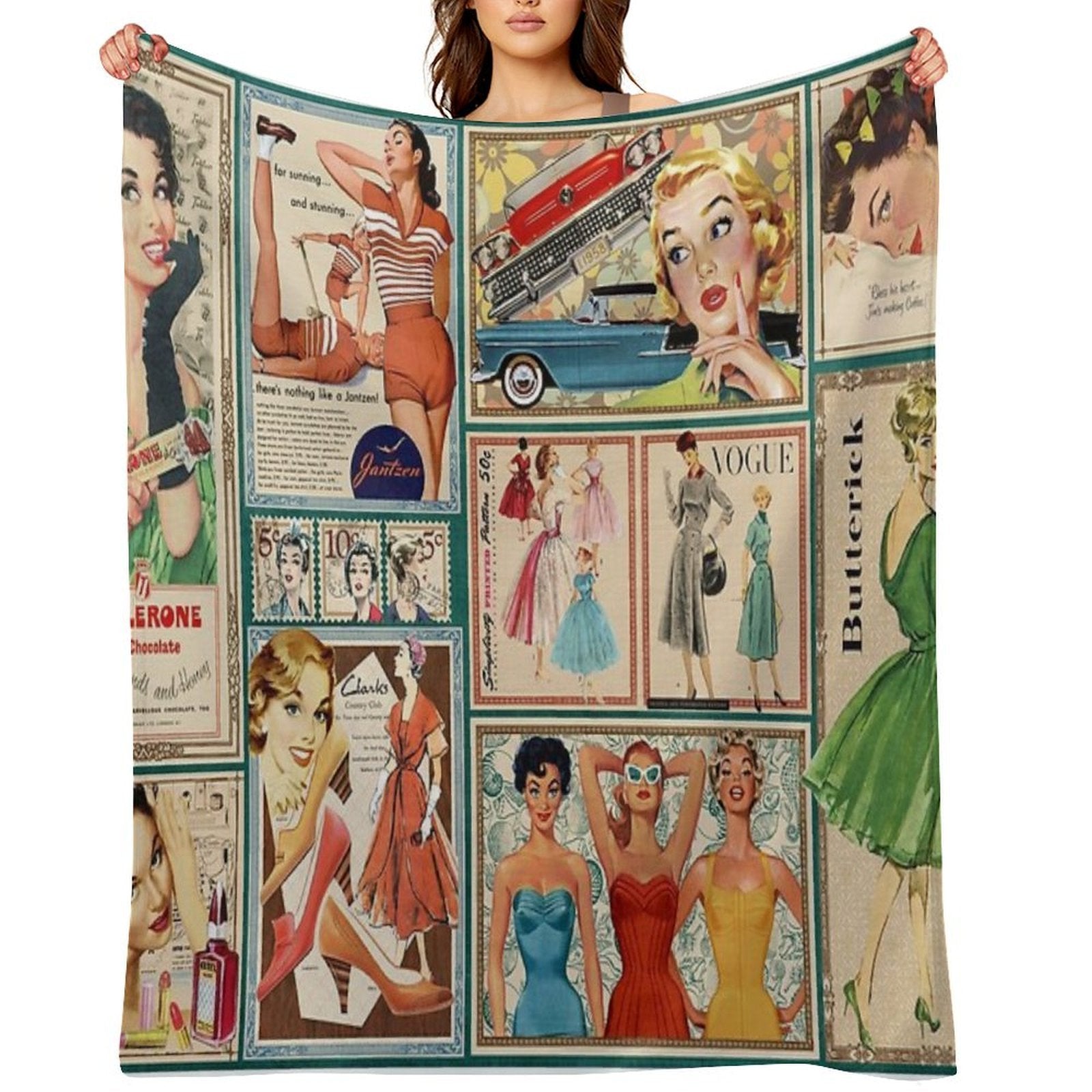 50s Fashion Compact Throw Blanket
