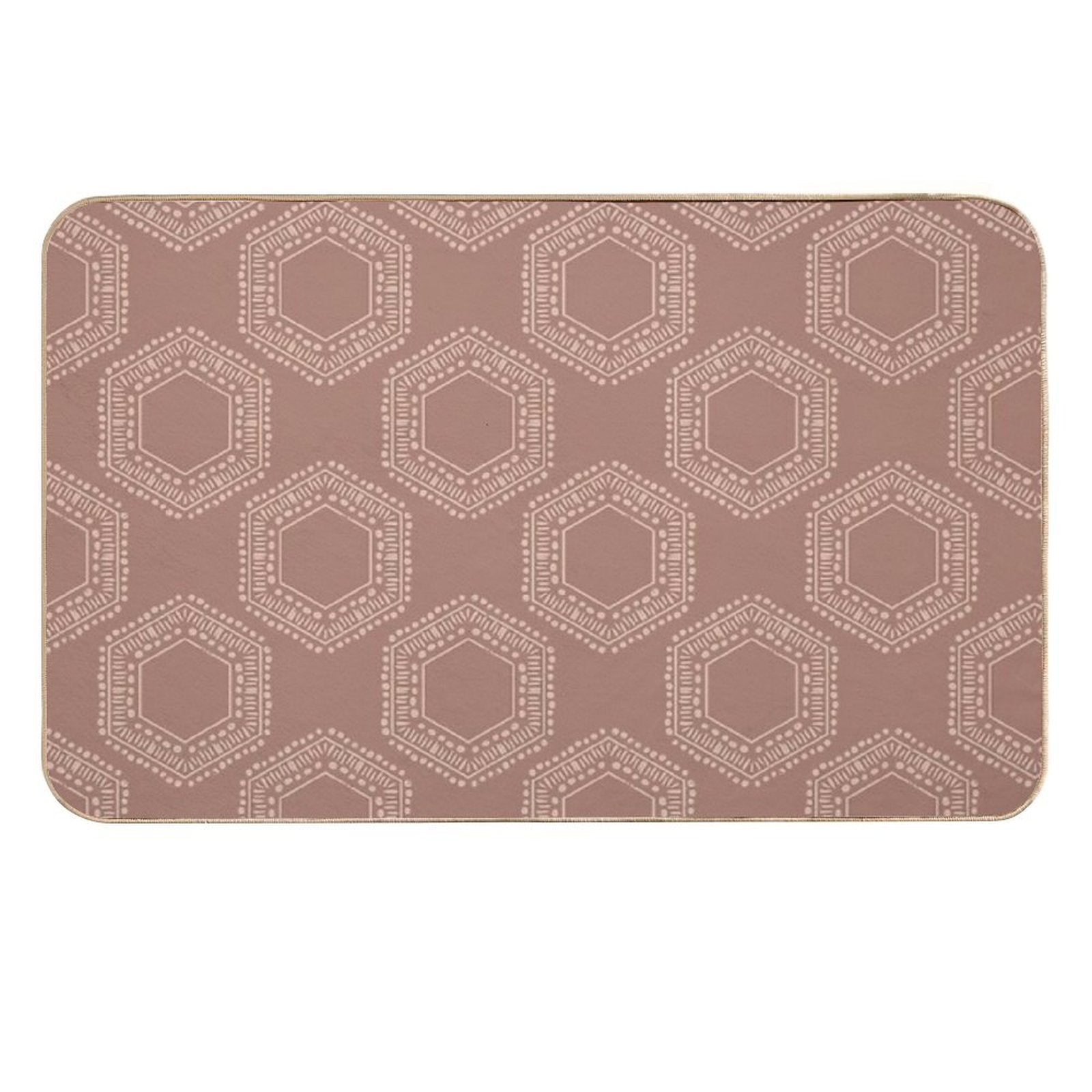 Hexagon Boho Minimalistic Home Decor Pattern  Easy Maintenance Bath Mat