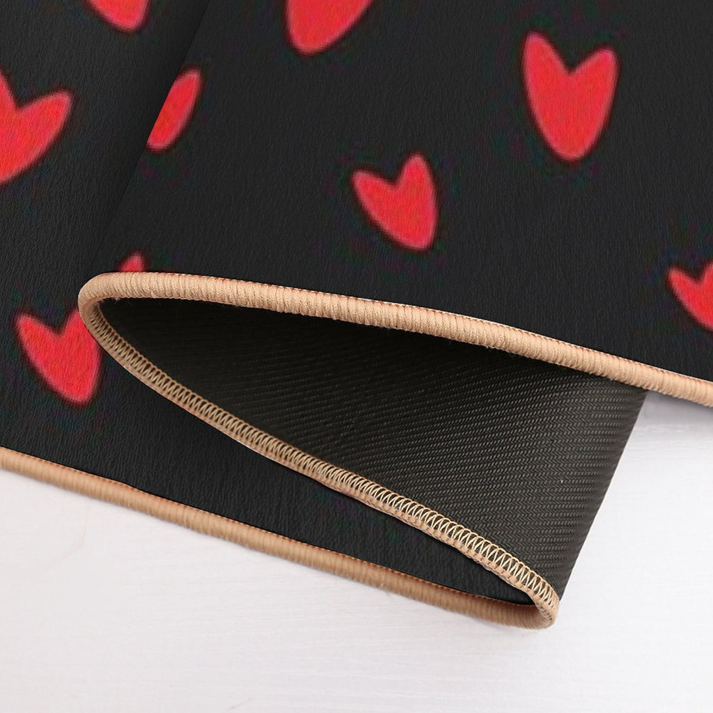 Hearts on Black Background Durable Bath Mat