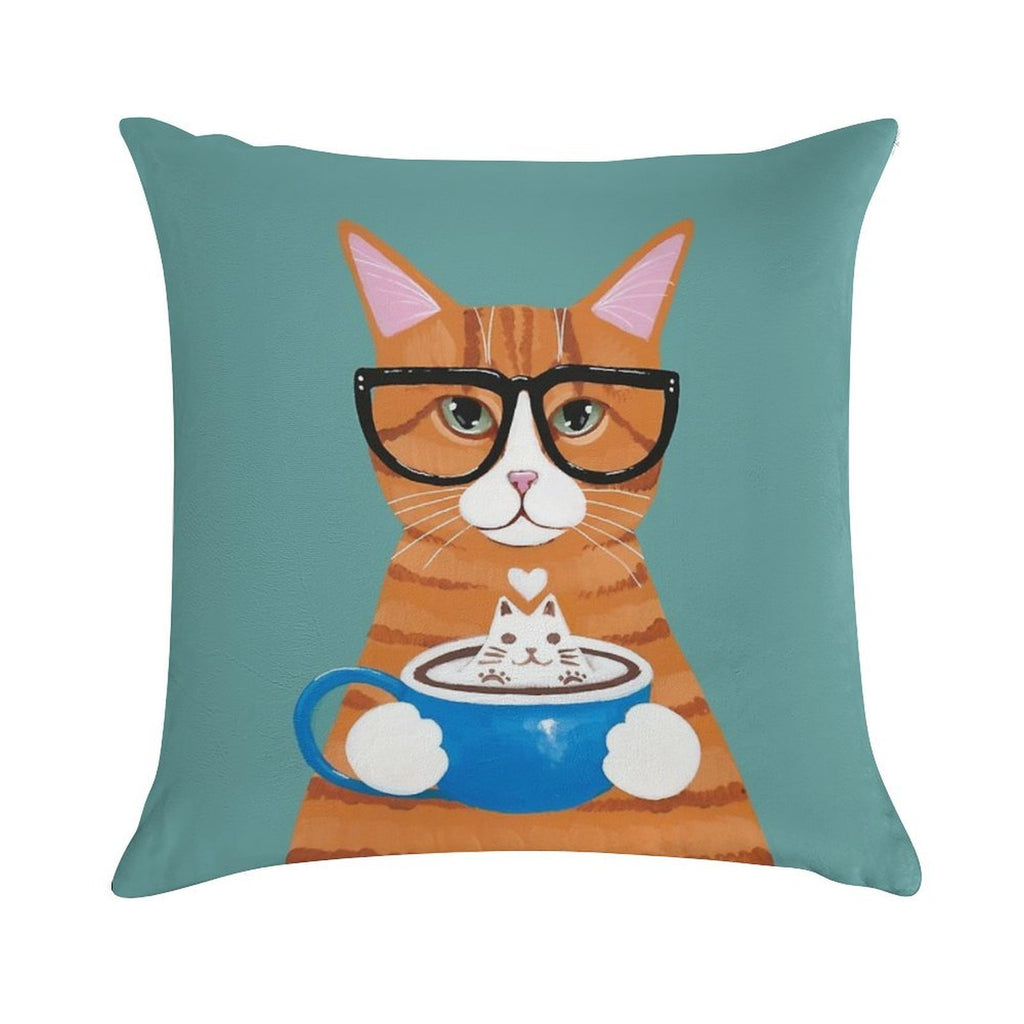 Ginger Catpuccino Coffee Cat Soft High-Density Material Throw Pillow
