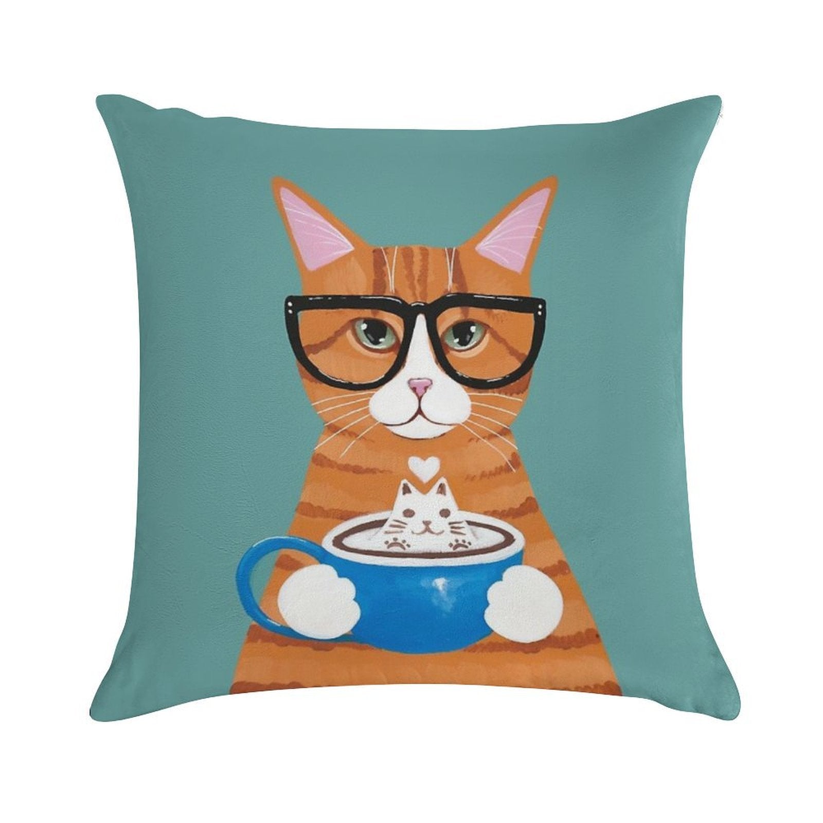 Ginger Catpuccino Coffee Cat Soft High-Density Material Throw Pillow