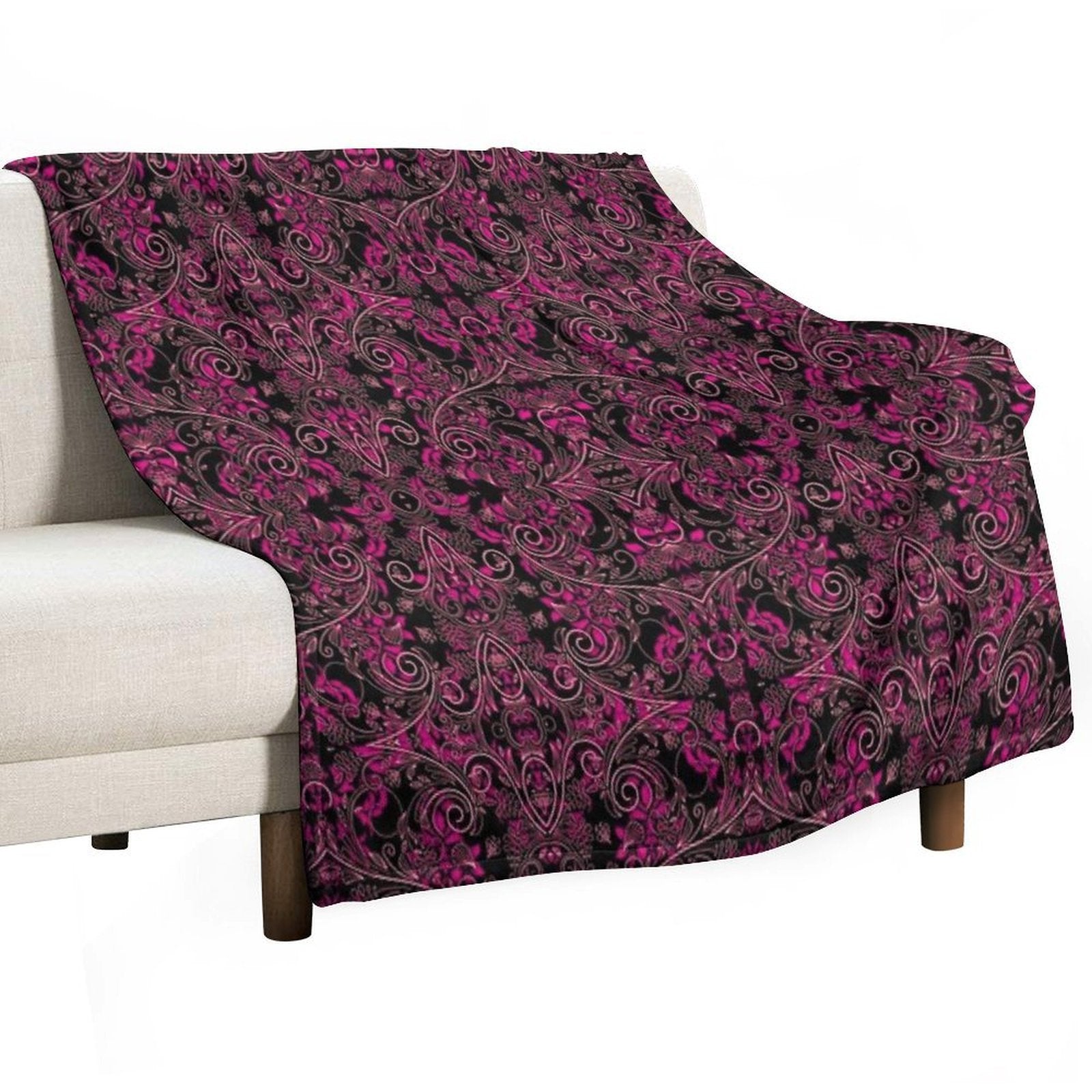 Pink Vines And Lace Easy Care Throw Blanket