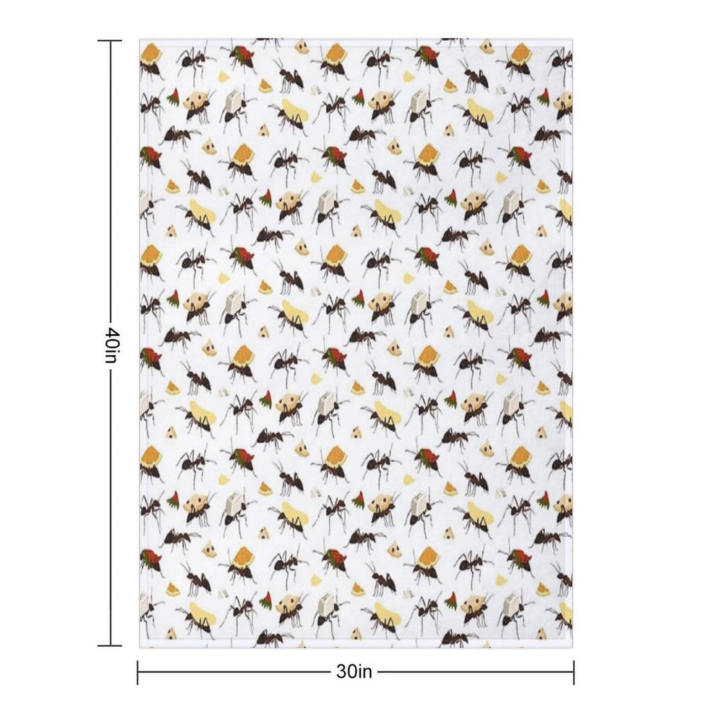 Ants Carrying Snacks Plush Throw Blanket