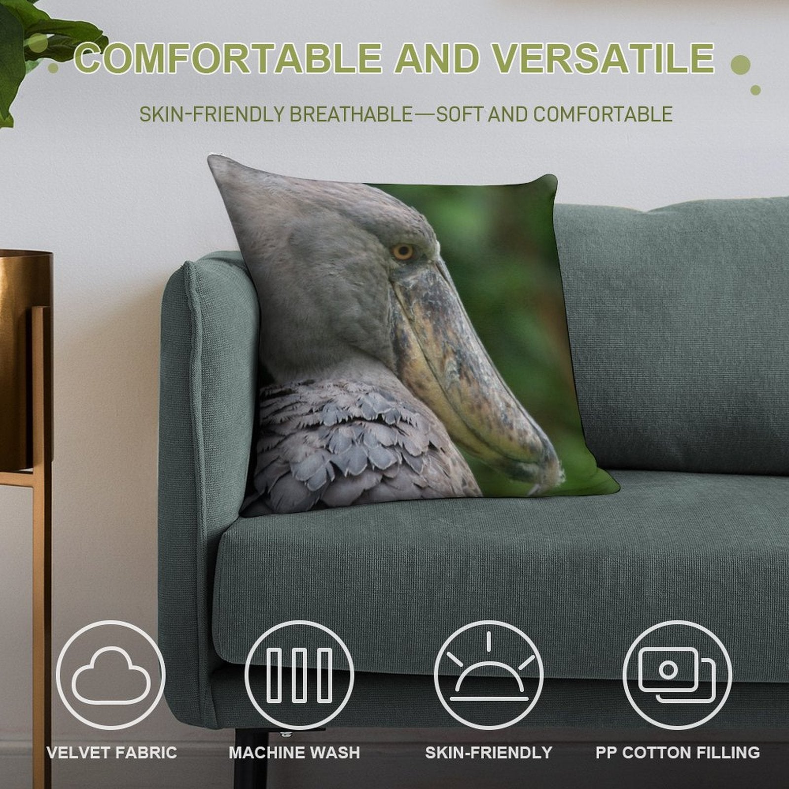 Shoebill Soft Warmth Comfort Throw Pillow