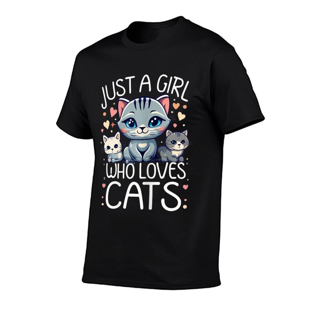 Just A Girl Who Loves Cats Cute Cat Lover  Trendy Pattern T-Shirt