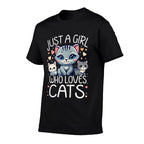 Just A Girl Who Loves Cats Cute Cat Lover  Trendy Pattern T-Shirt