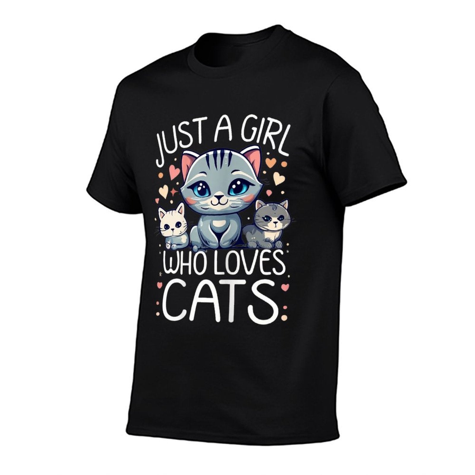 Just A Girl Who Loves Cats Cute Cat Lover  Trendy Pattern T-Shirt