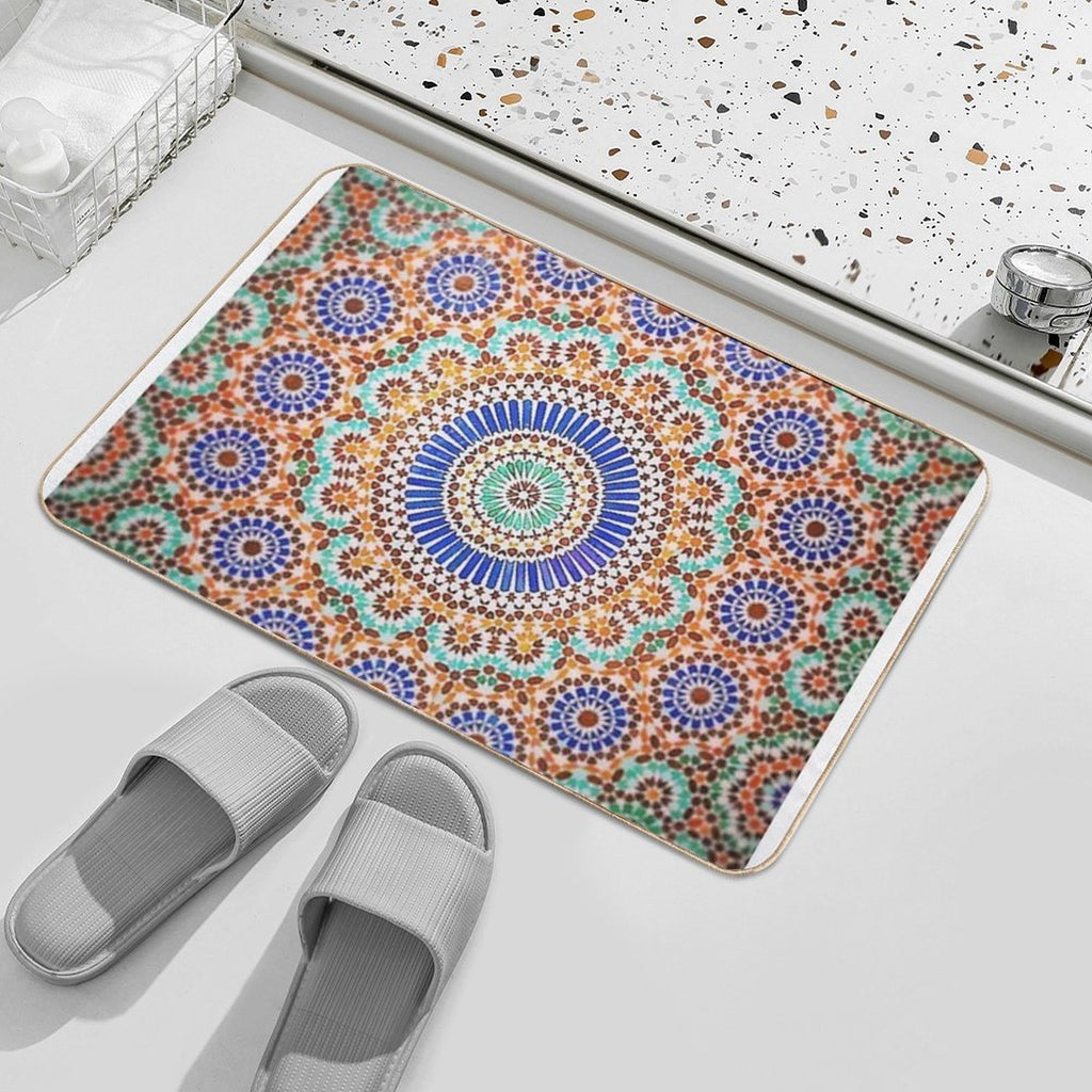 Zellige Moroccan Mosaic Tilework, Traditional Moroccan Art  Easy Maintenance Bath Mat