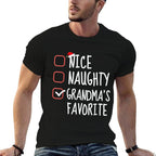 Nice Naughty Grandmas Favorite Christmas List Santa Claus  Stretchy T-Shirt